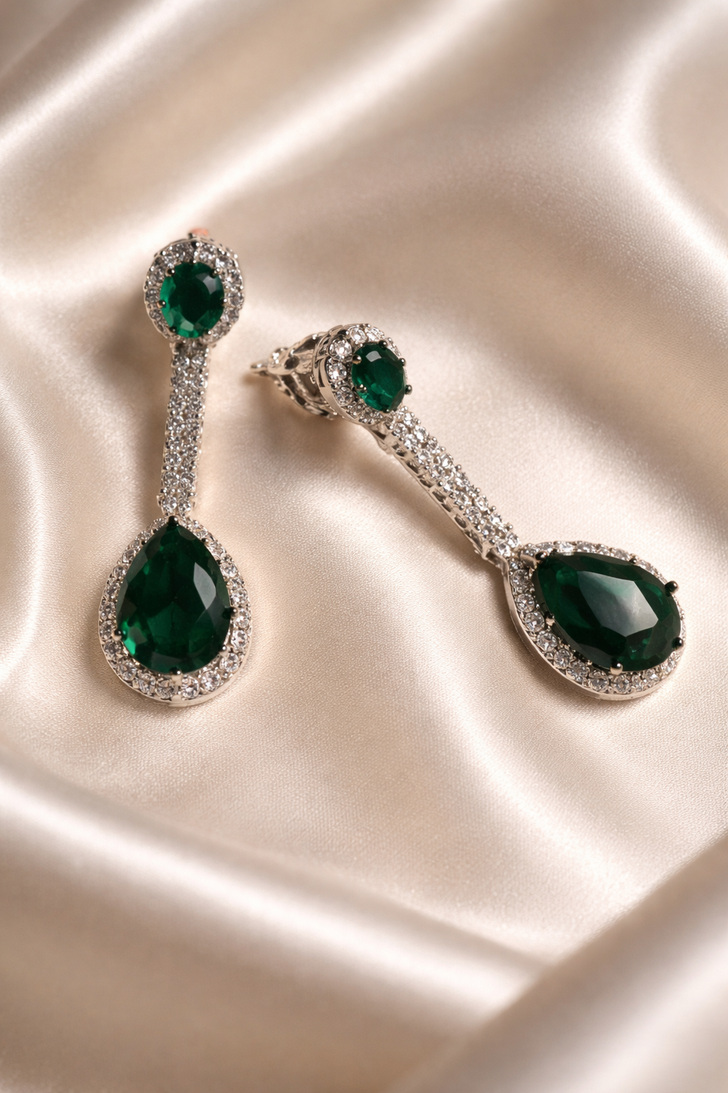 Zevar Club Luxury Emerald Green Glam Diamond Earrings for Women