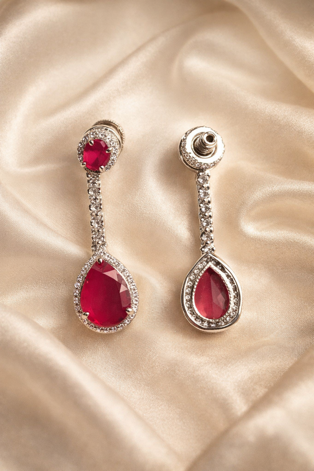 Zevar Club Luxury Ruby Pink Glam Diamond Earrings for Women