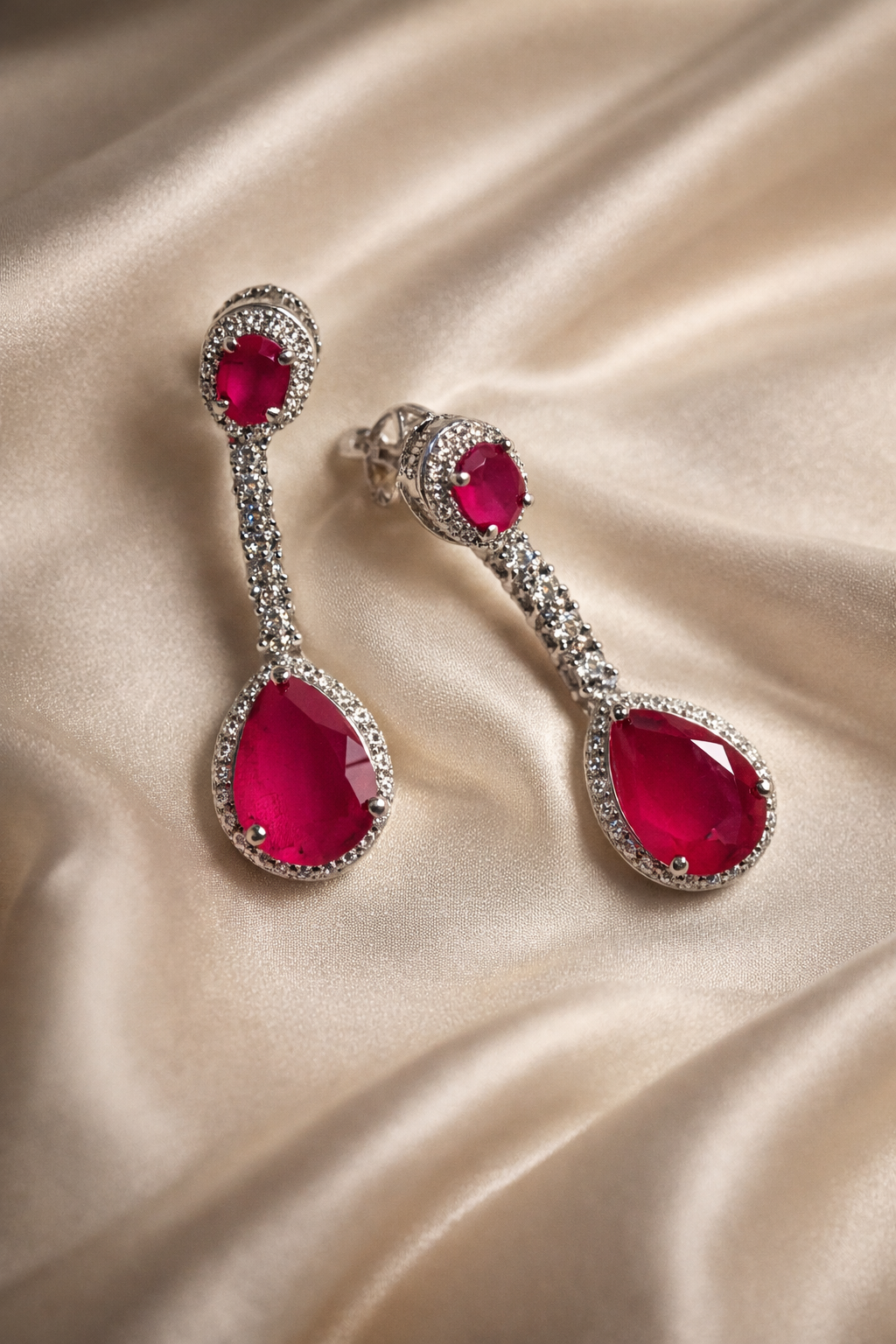 Zevar Club Luxury Ruby Pink Glam Diamond Earrings for Women
