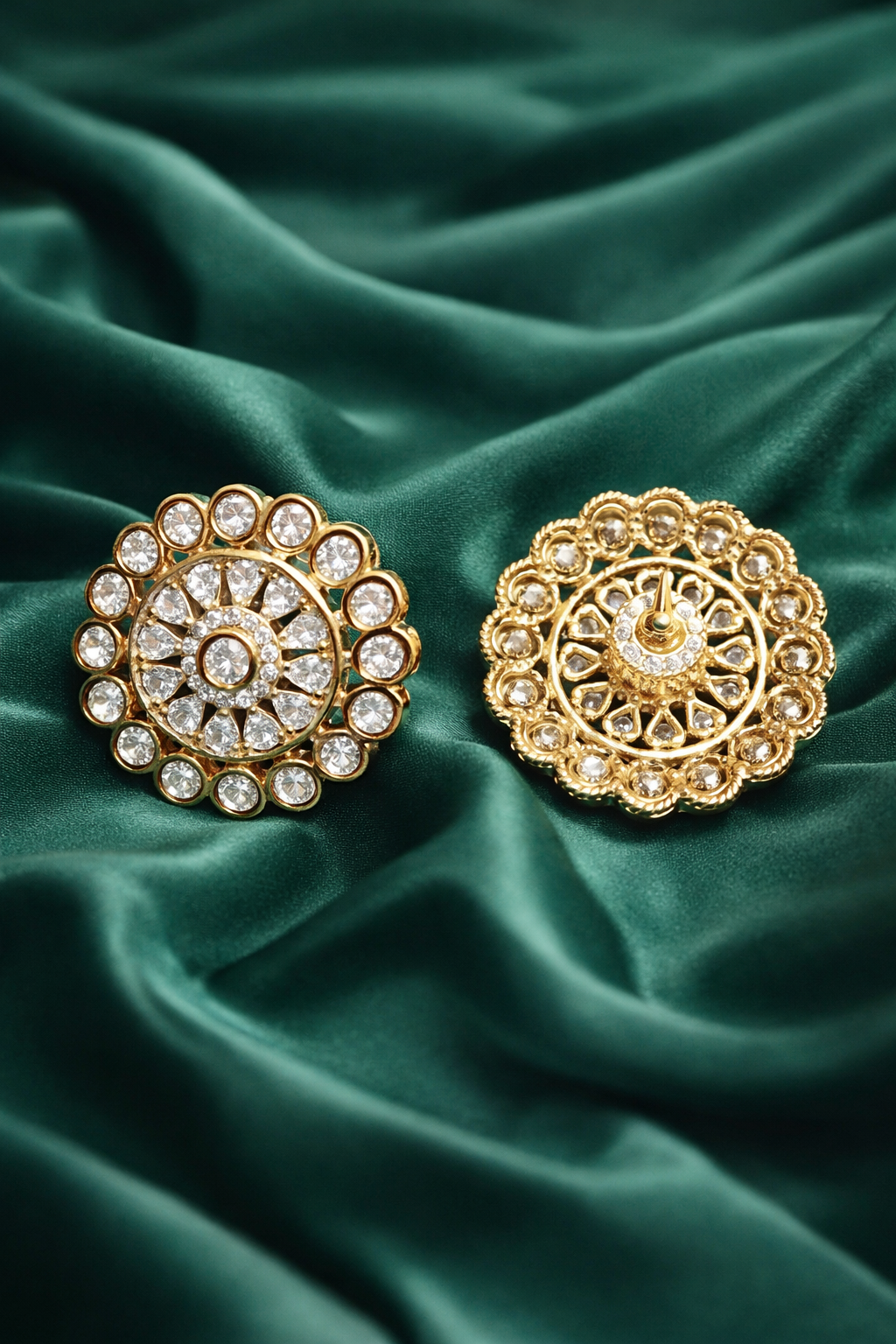 Zevar Club Rose Pink Gold Plated Statement Stud Earrings for Women