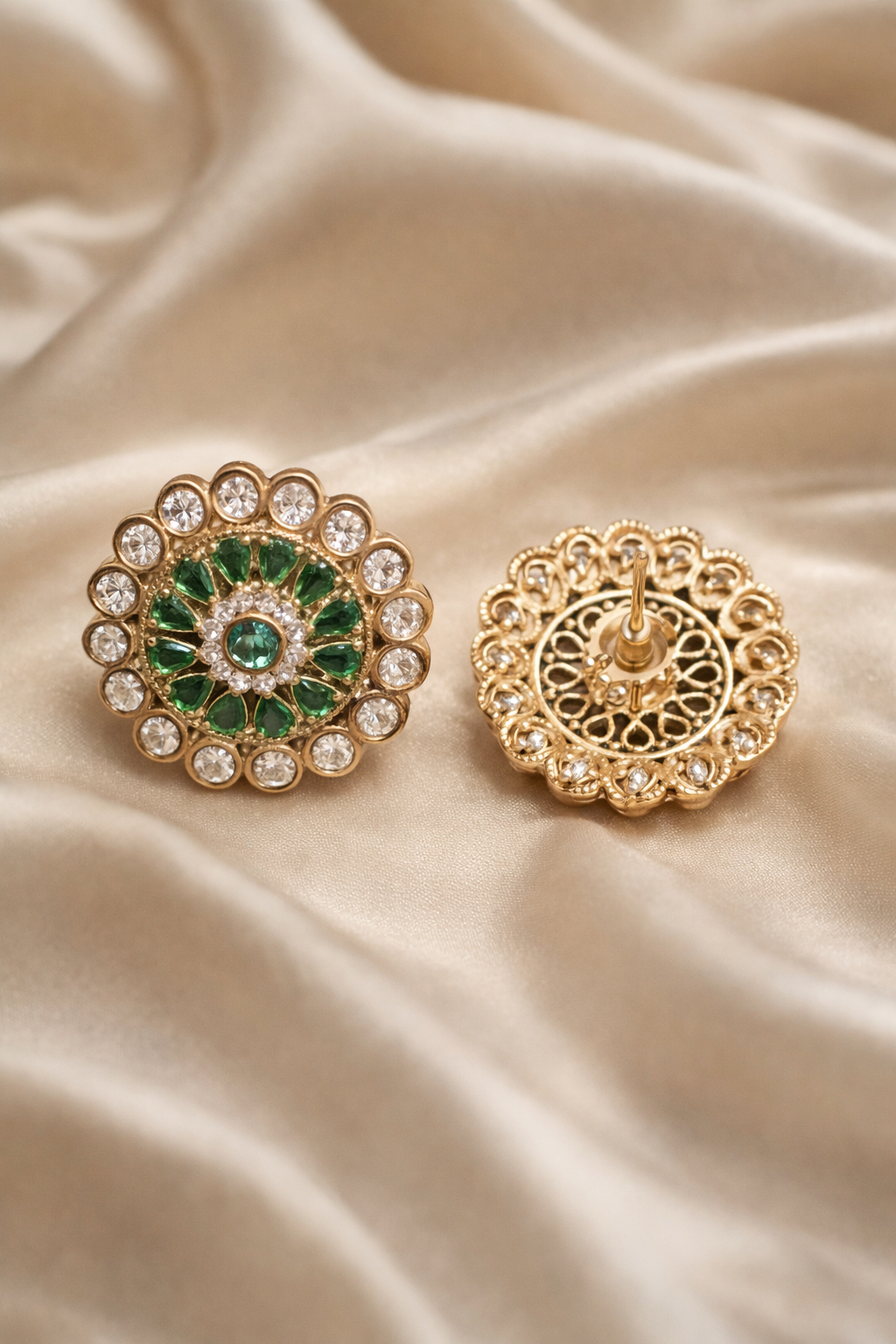 Zevar Club Festive Pearl White Gold Plated Statement Stud Earrings for Women