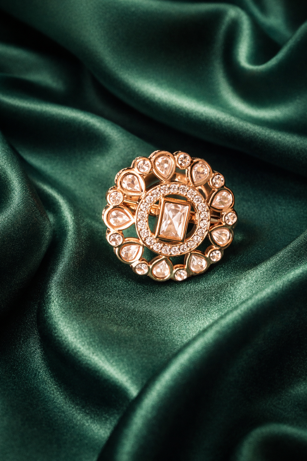 Zevar Club Gold Plated Statement Neutral Ivory Ring