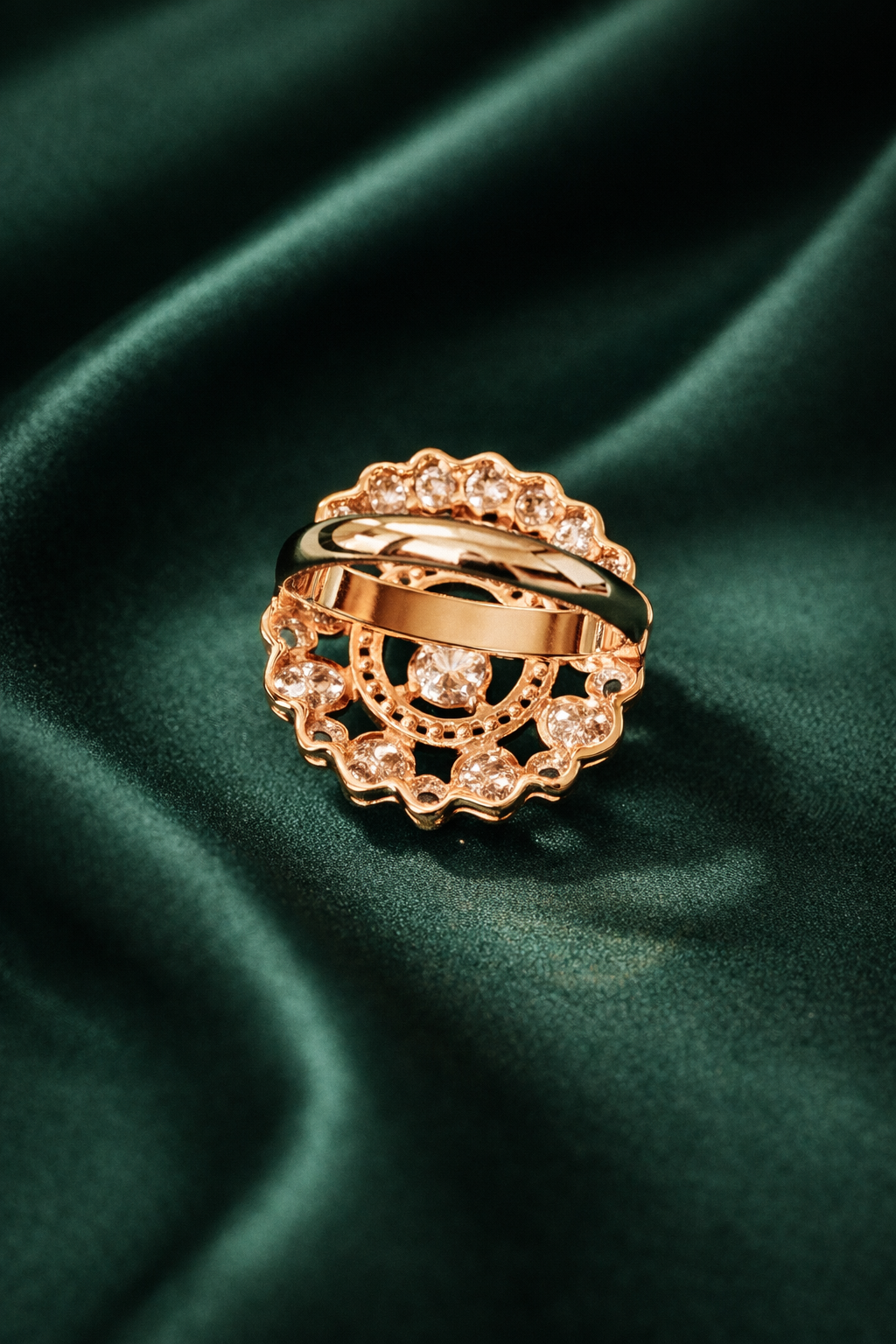 Zevar Club Gold Plated Statement Neutral Ivory Ring