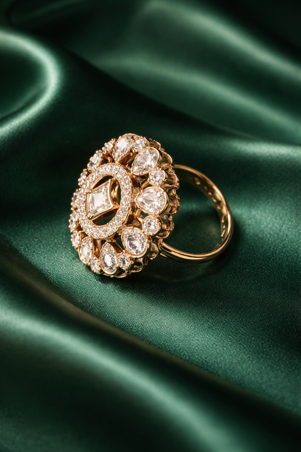 Zevar Club Gold Plated Statement Neutral Ivory Ring