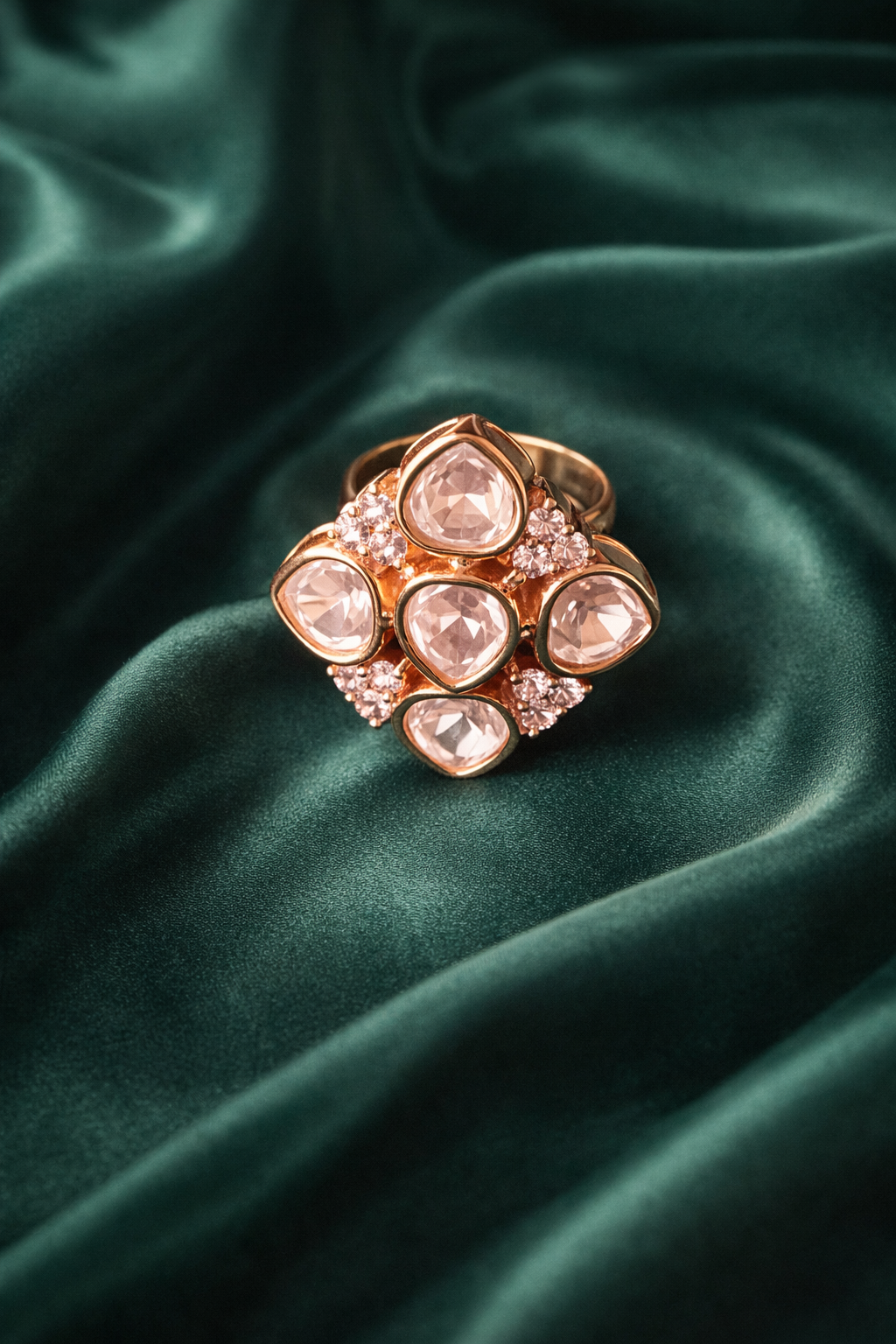 Zevar Club Gold Plated Statement Rhombus Ring