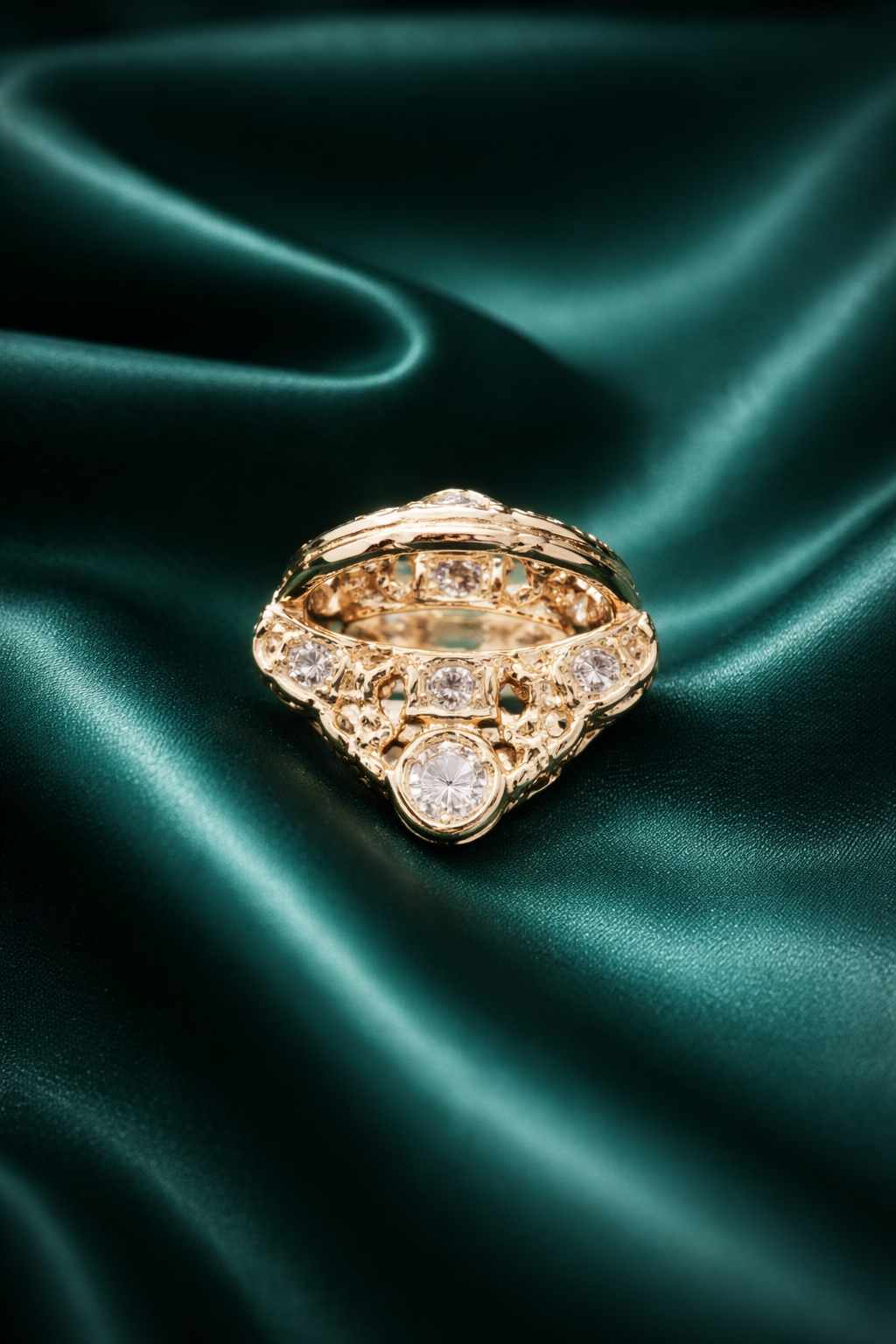 Zevar Club Gold Plated Statement Rhombus Ring