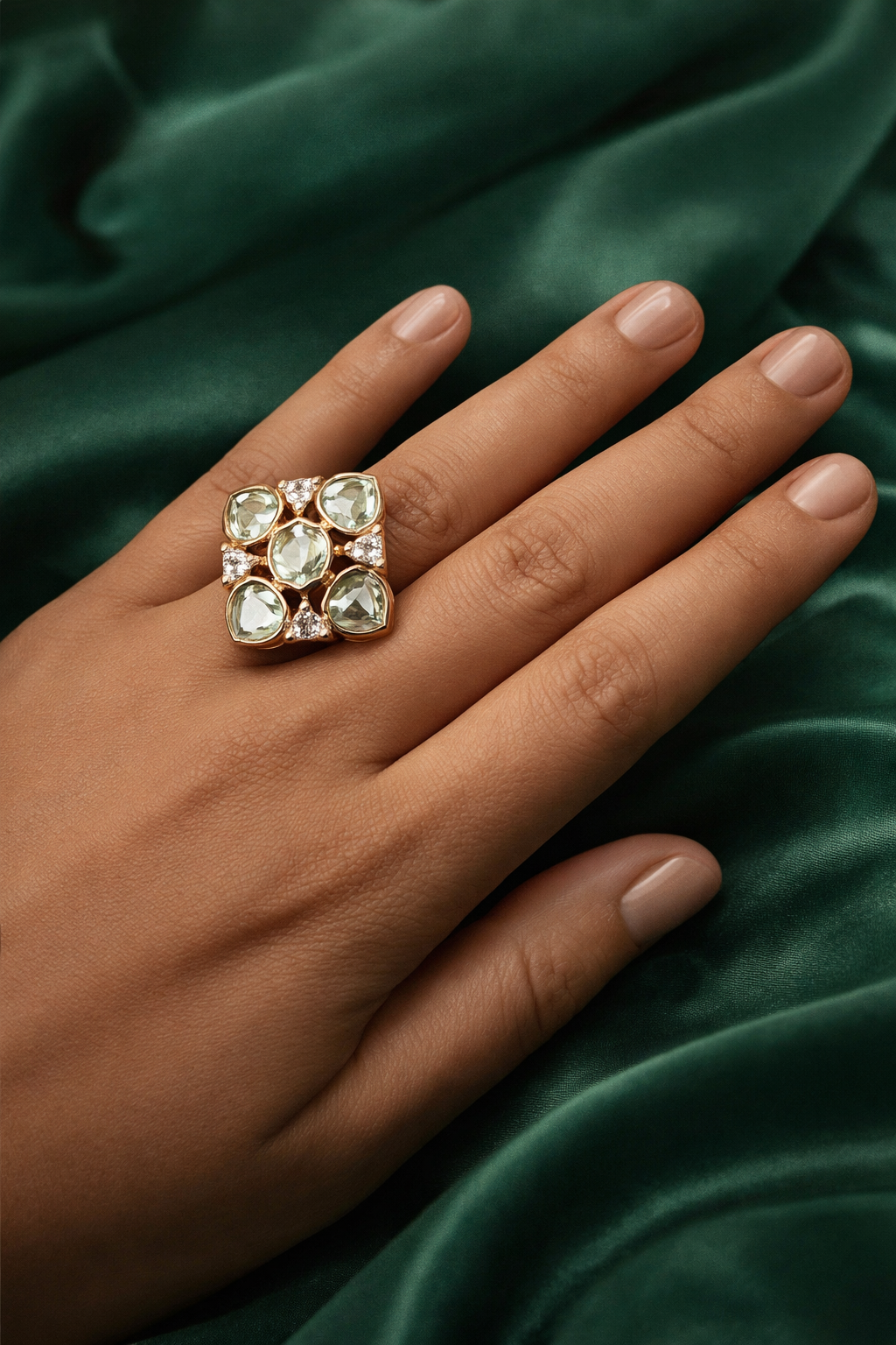 Zevar Club Gold Plated Statement Rhombus Ring