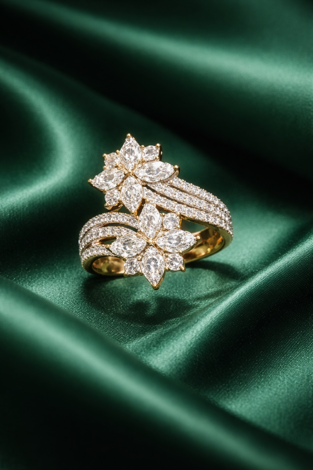 Zevar Club Gold Tone Adjustable Gold & Silver Statement Ring for Women