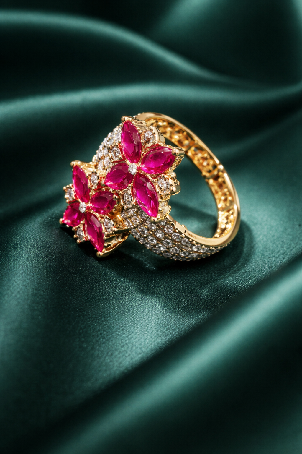 Zevar Club Ruby Red Gold & Silver Timeless Statement Ring