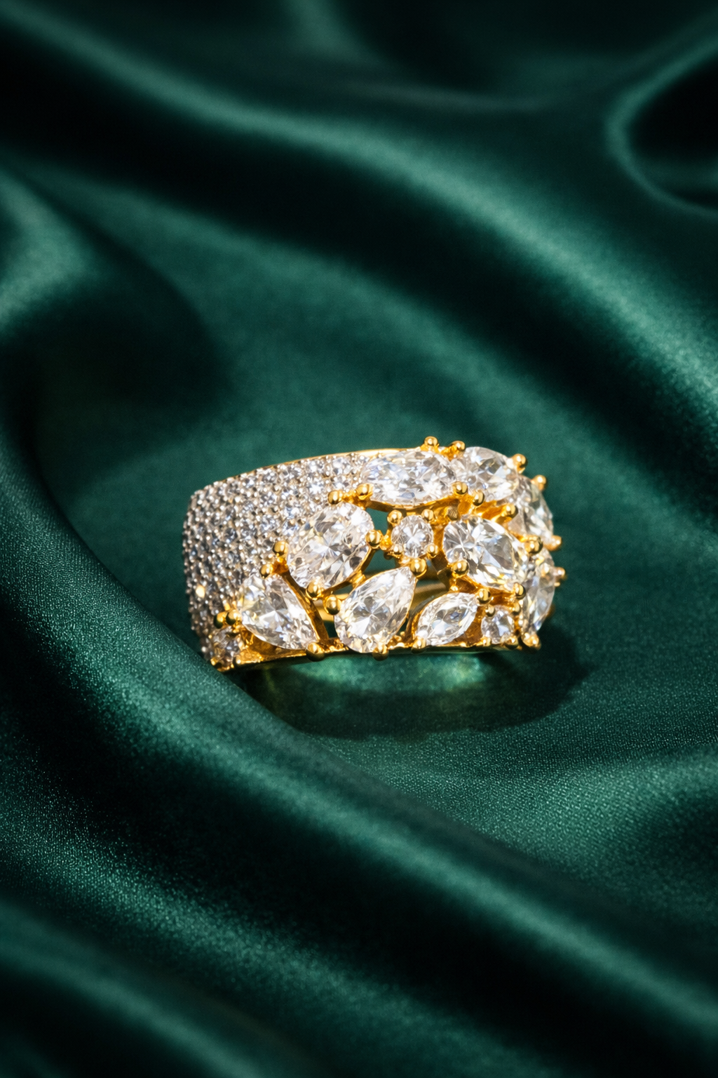Zevar Club Gold Plated Ivory Statement Band Ring