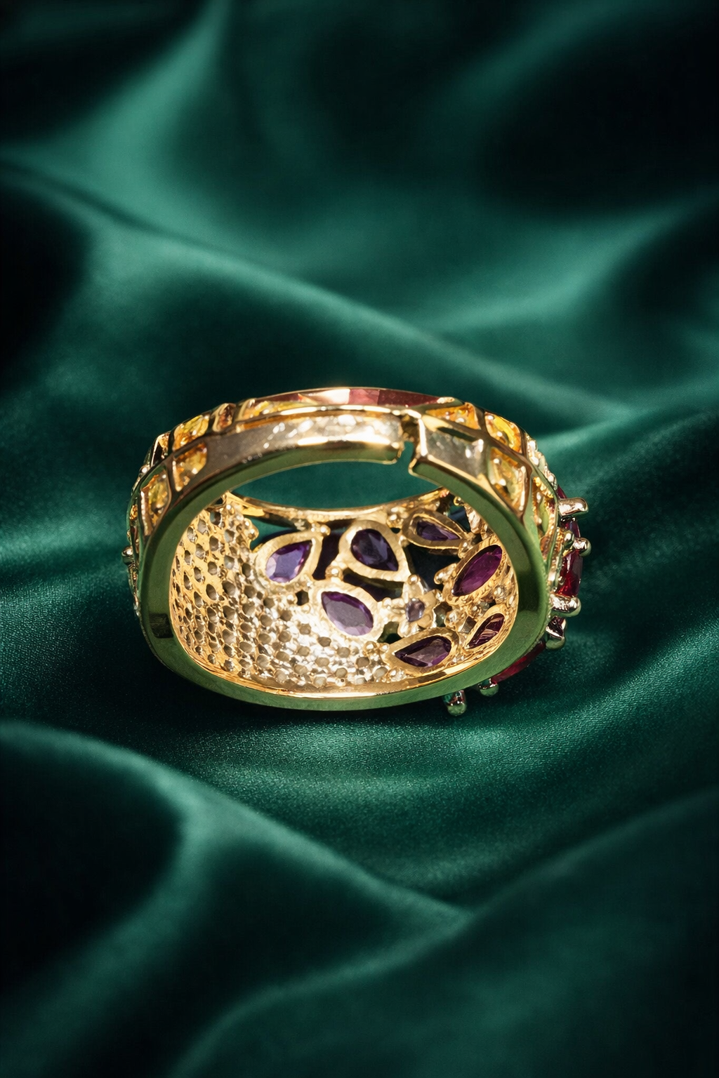 Zevar Club Ruby Red Gold Plated Statement Band Ring