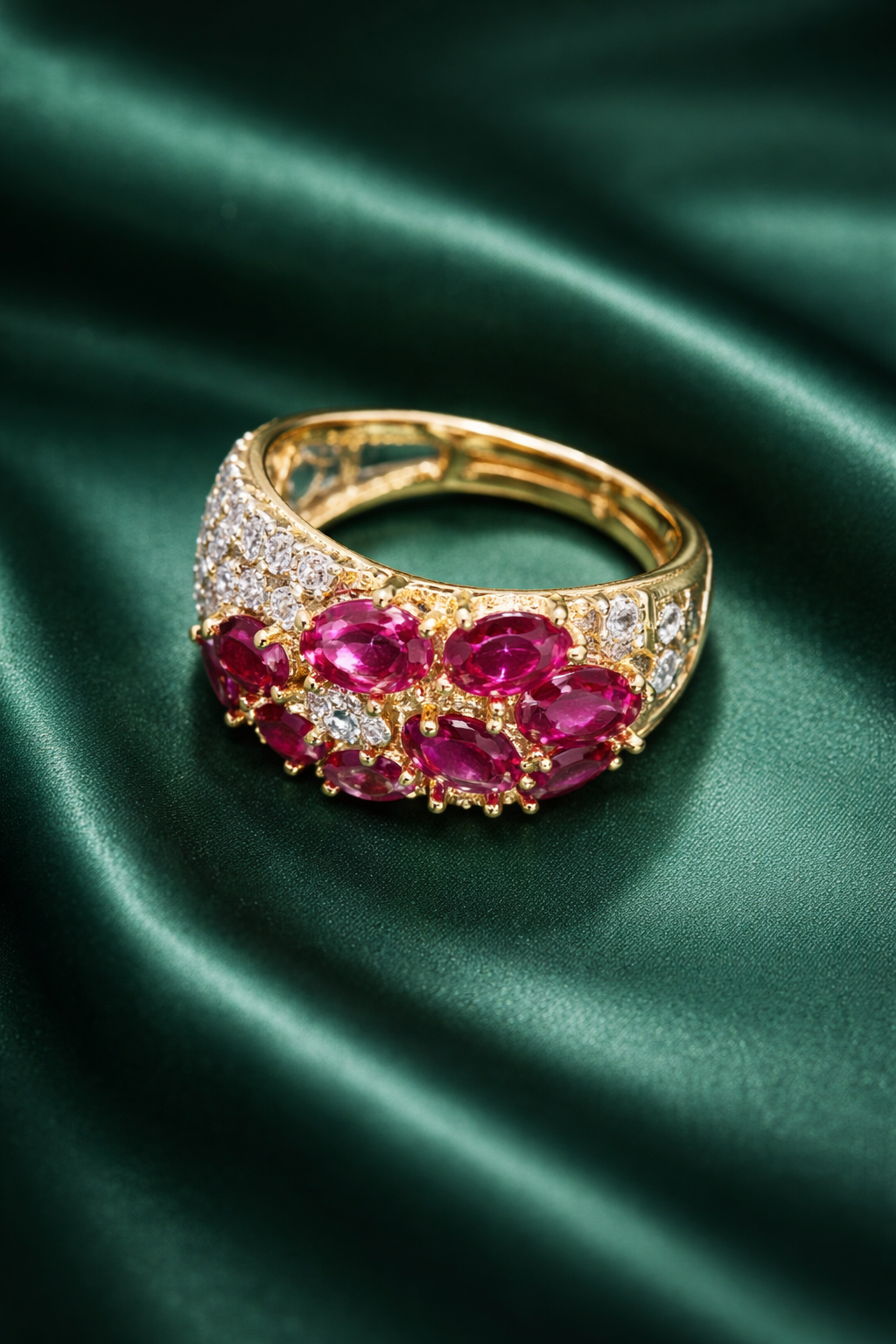 Zevar Club Ruby Red Gold Plated Statement Band Ring