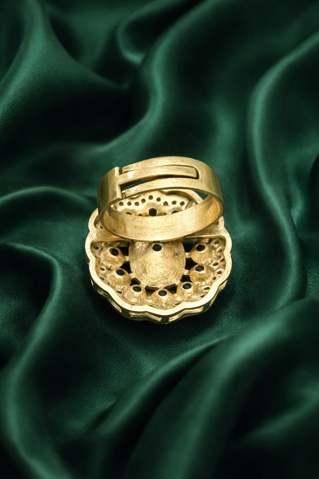 Zevar Club Adjustable Multicolour Gold Plated Kundan Statement Ring for Women