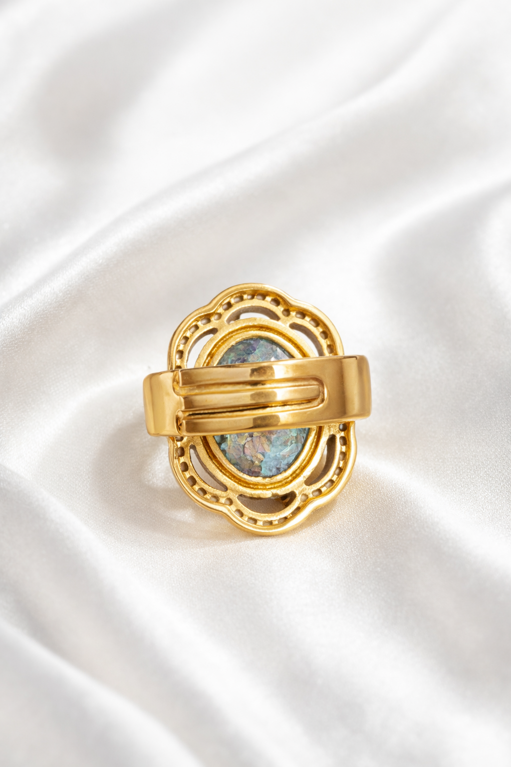 Zevar Club Adjustable Emerald Green Gold Plated Kundan Statement Ring