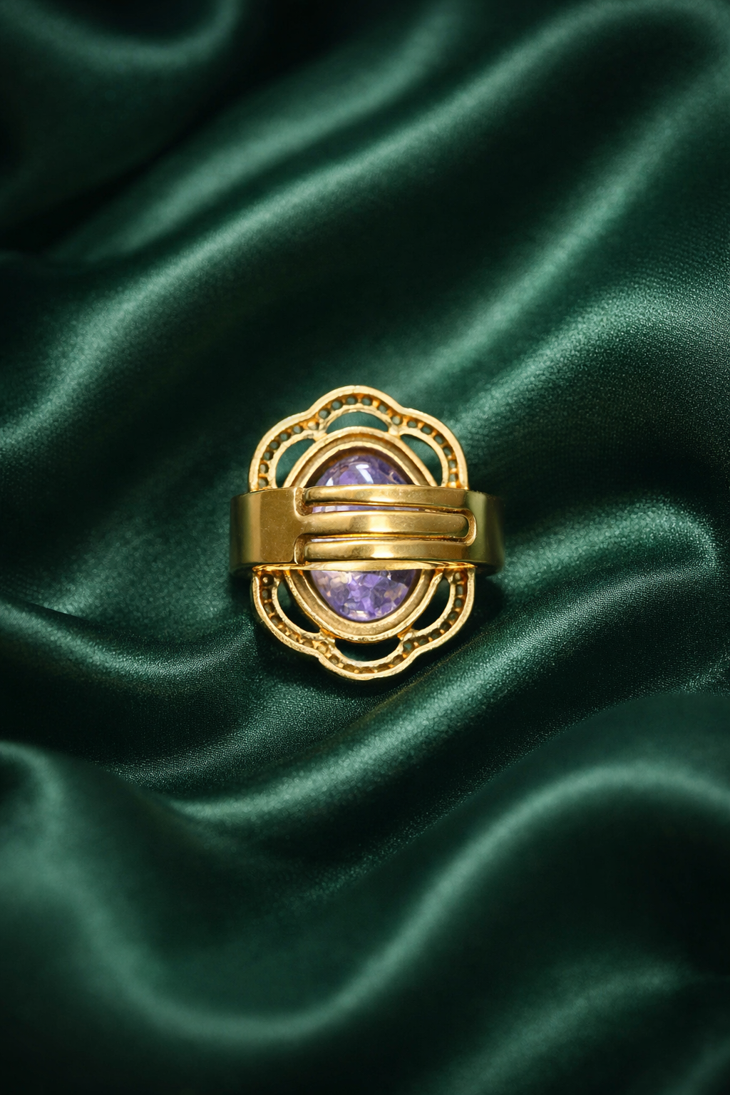 Zevar Club Adjustable Rose Pink Gold Plated Kundan Statement Ring