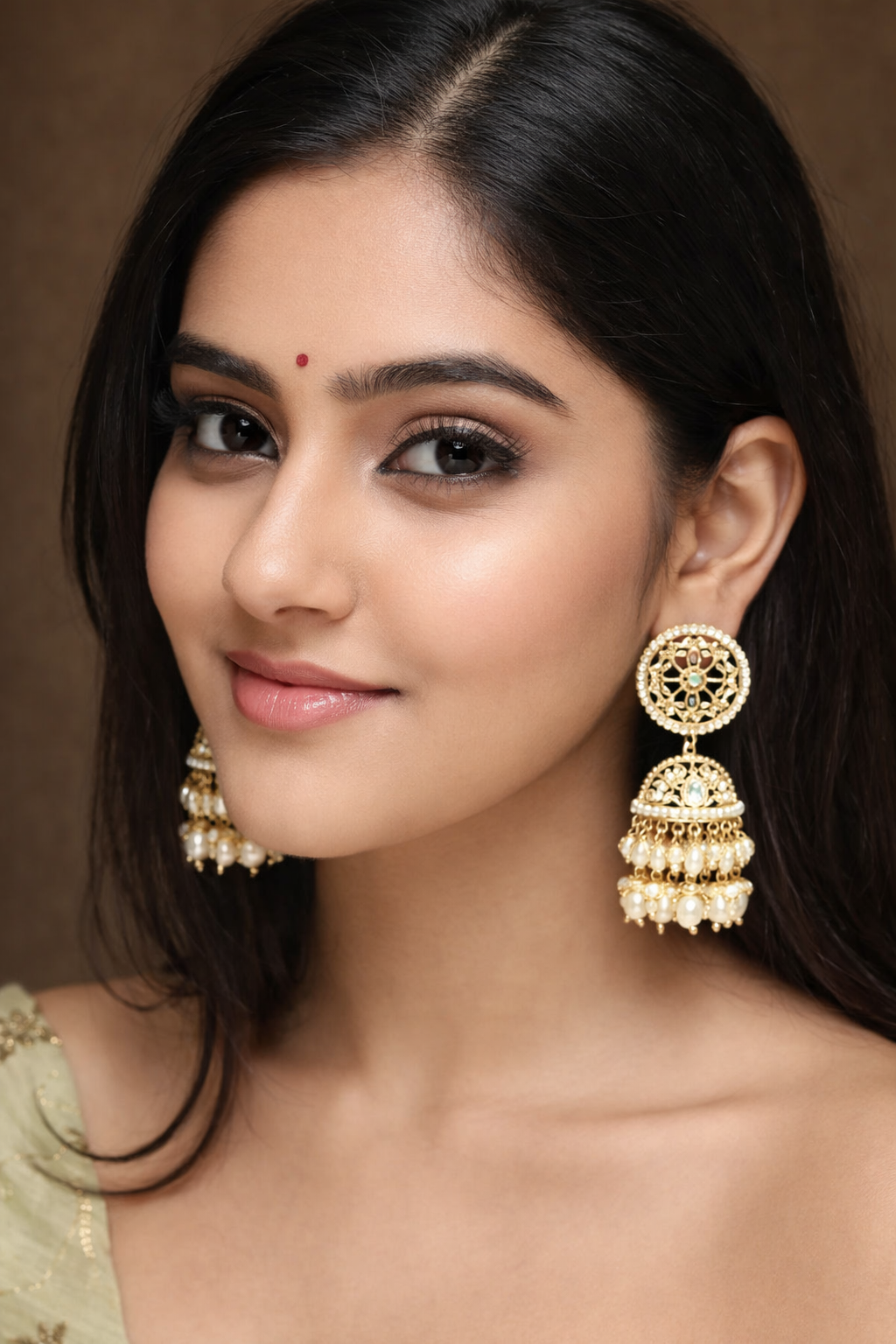 Festive Favorite Handcrafted Kundan Pearl Jhumka Earrings