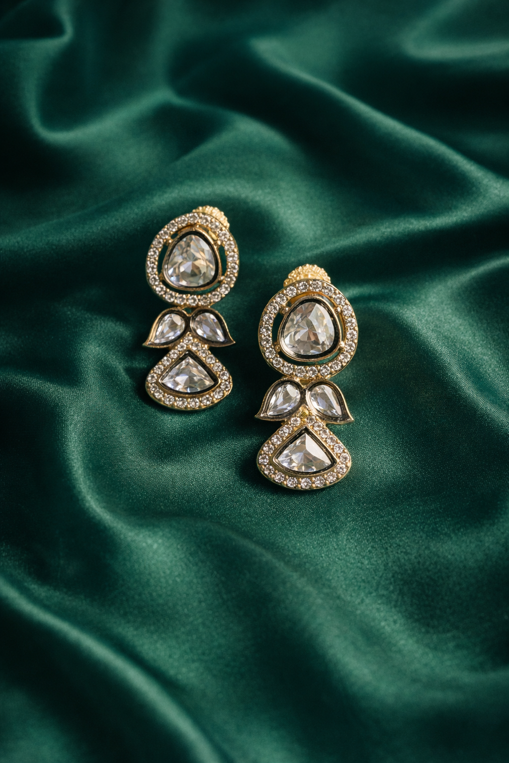 Kundan and Cubic Zirconia Drop Earrings