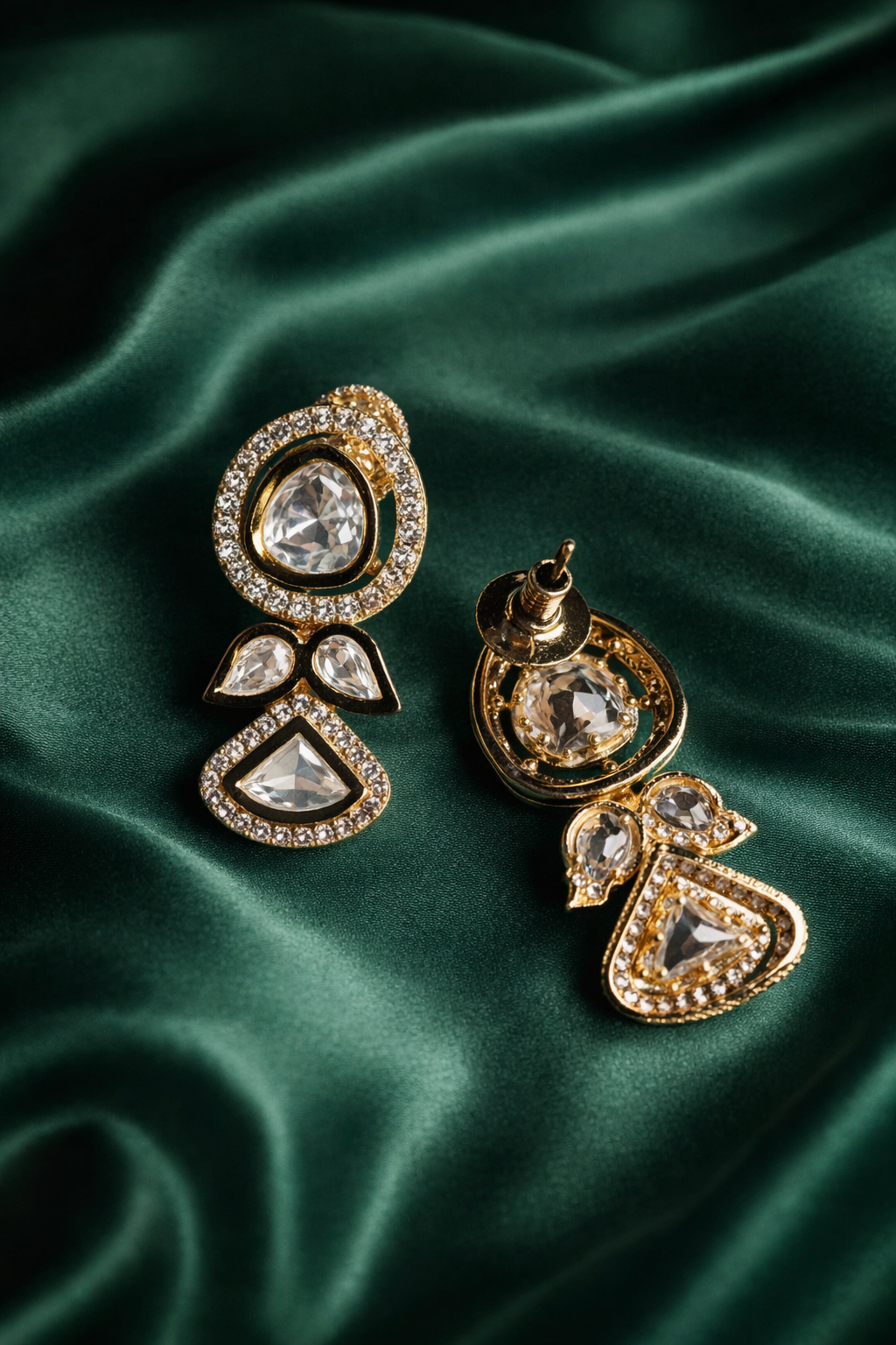 Kundan and Cubic Zirconia Drop Earrings