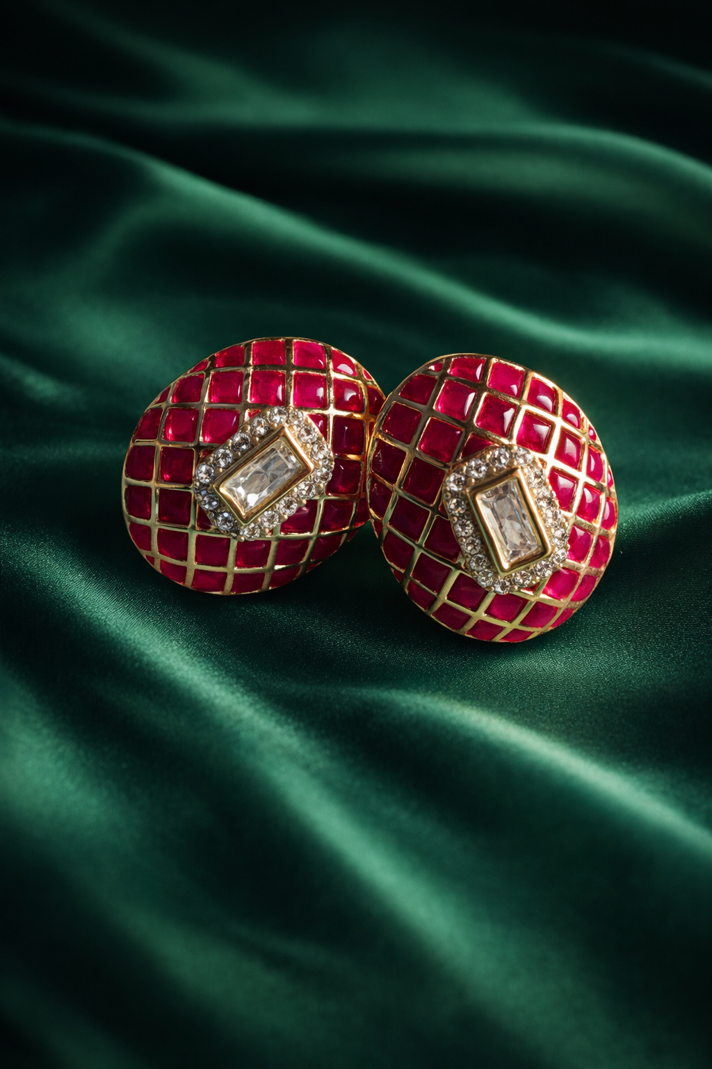 Bold Statement Ruby Enamel Stud Earrings