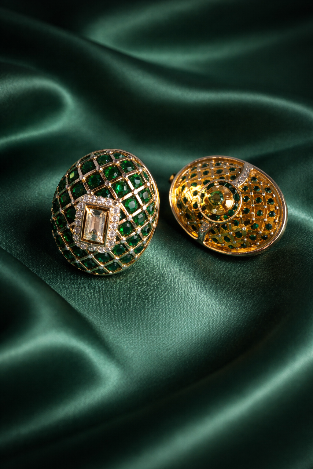 Bold Statement Emerald Enamel Stud Earrings