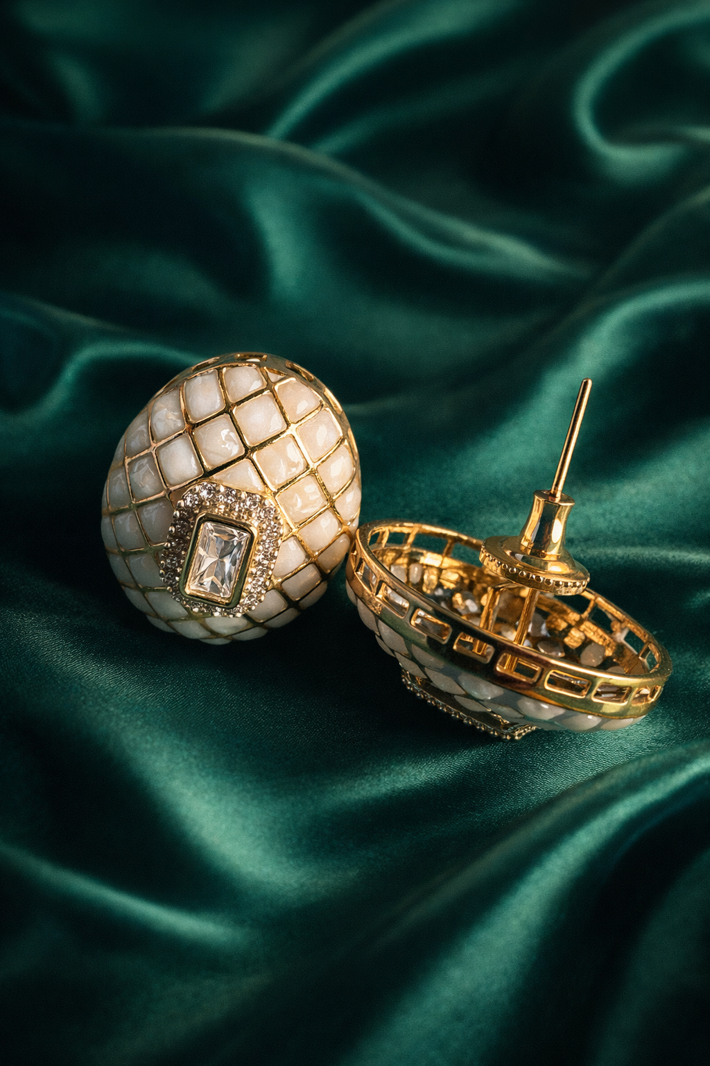 Cocktail Nights Ivory Enamel Stud Earrings