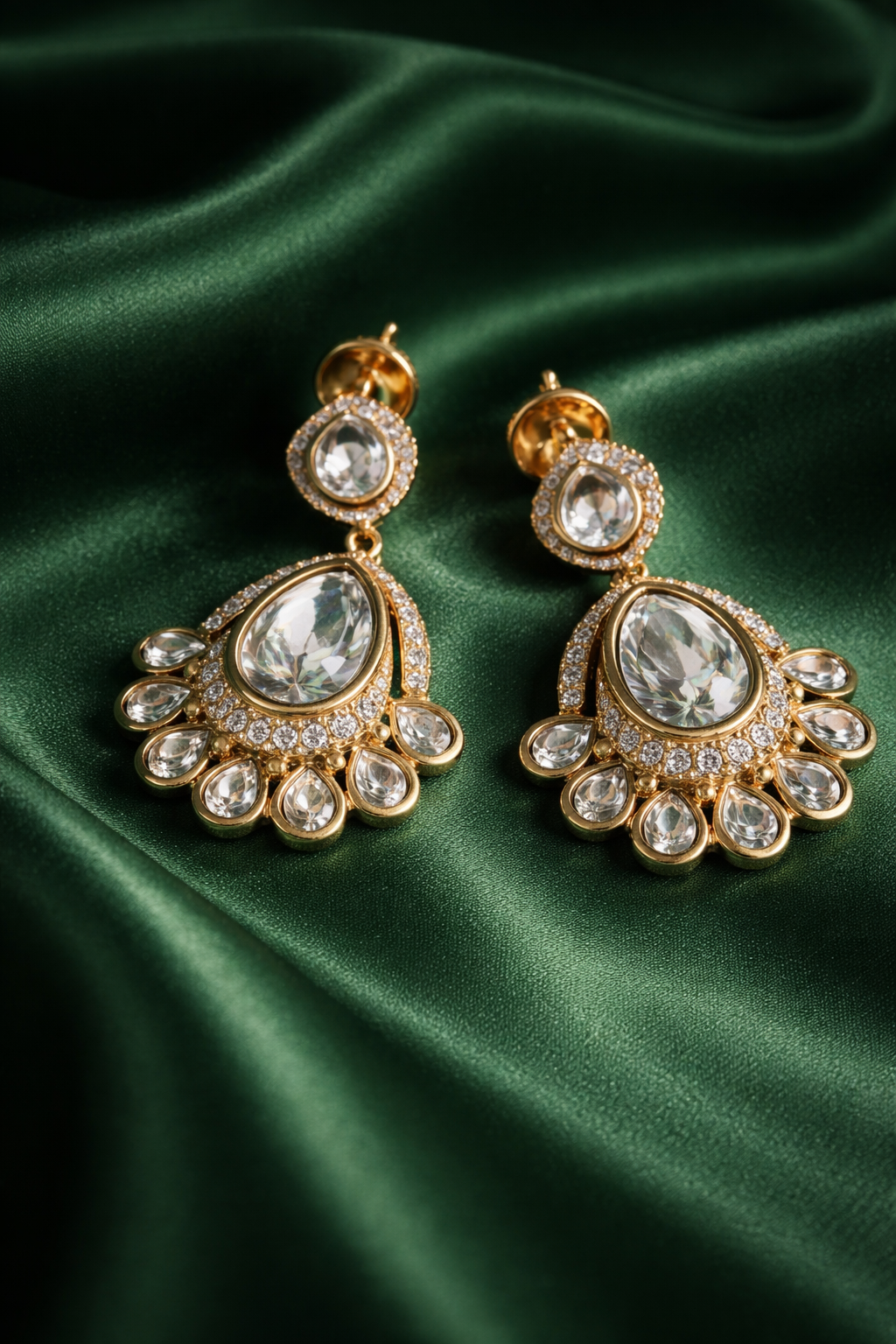 Festive Kundan Look Cubic Zirconia Drop Earrings