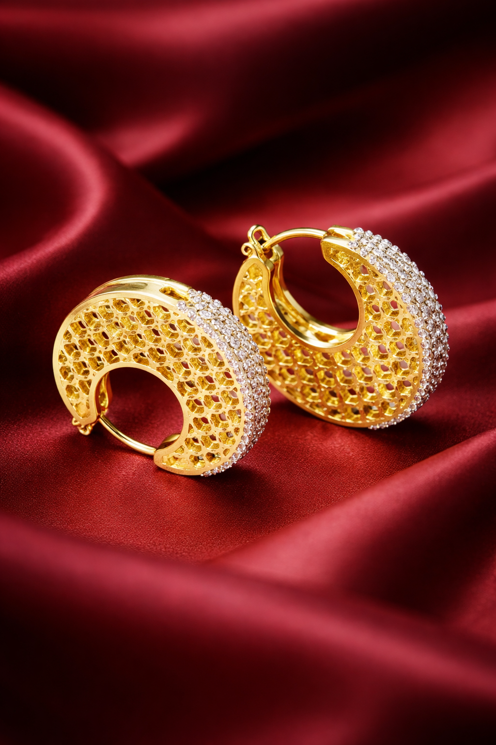 Zevar Club Valentine Special Diamond Finish Luxury Bracelet & Hoops | Pack of 2