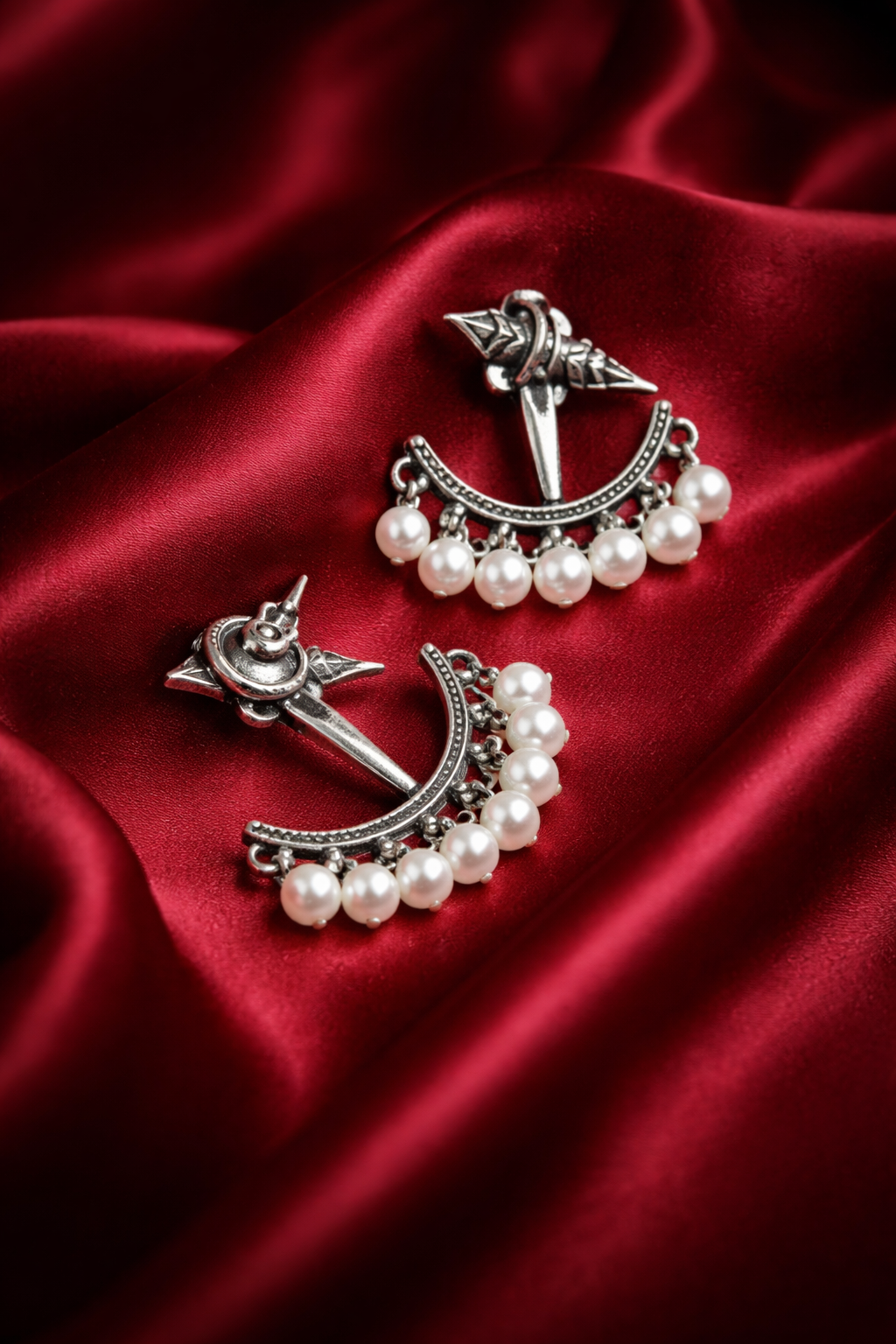 Zevar Club Valentine Special Oxidised Silver Ethnic Pearl Earrings Combo | Pack of 2