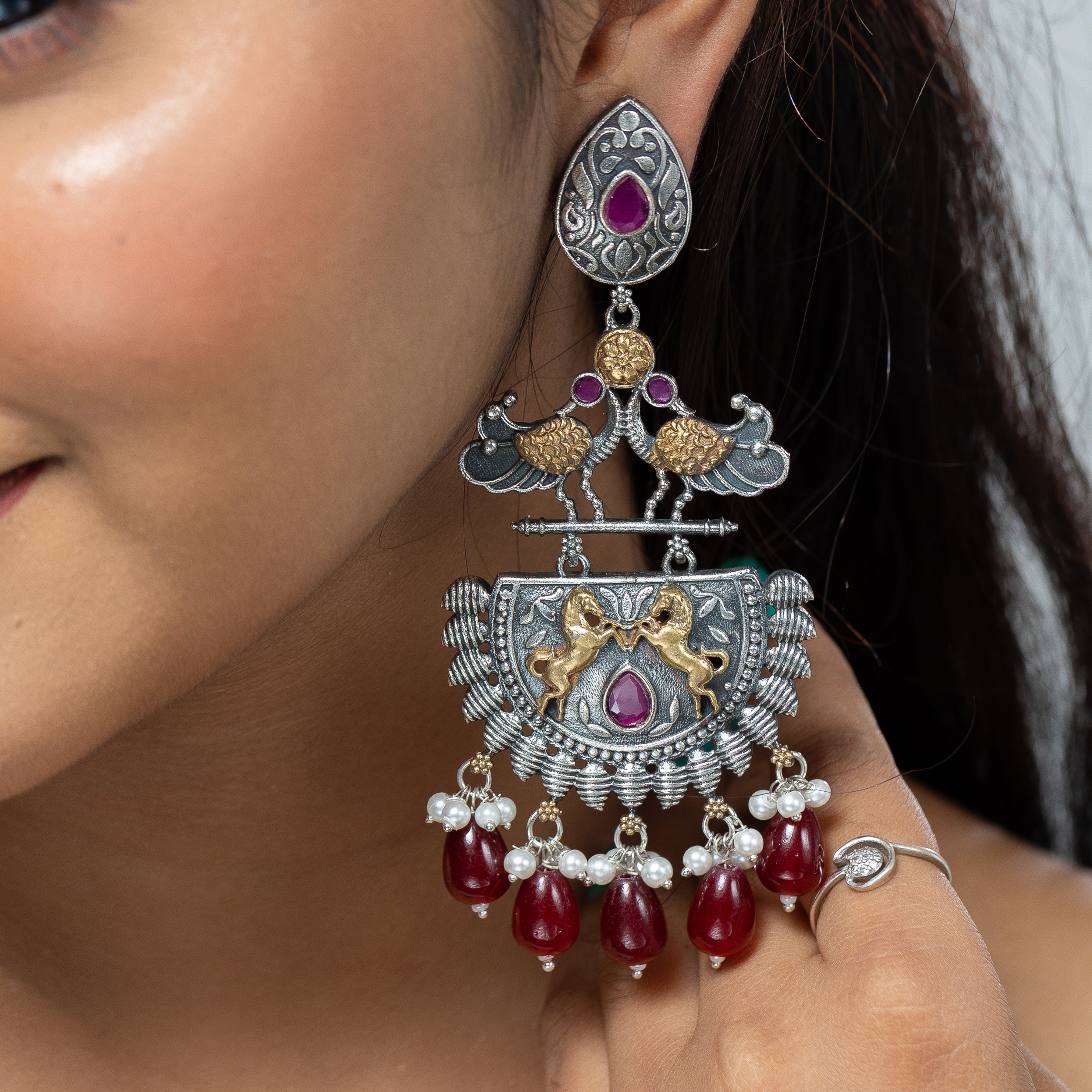 Zevar Club Statement Tribal Oxidise Earrings
