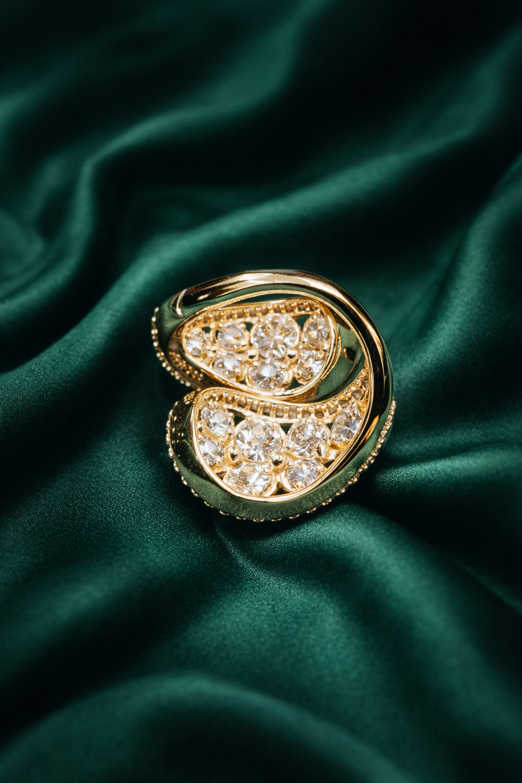 Zevar Club 14K Gold Plated Dual Wrap Polki Ring
