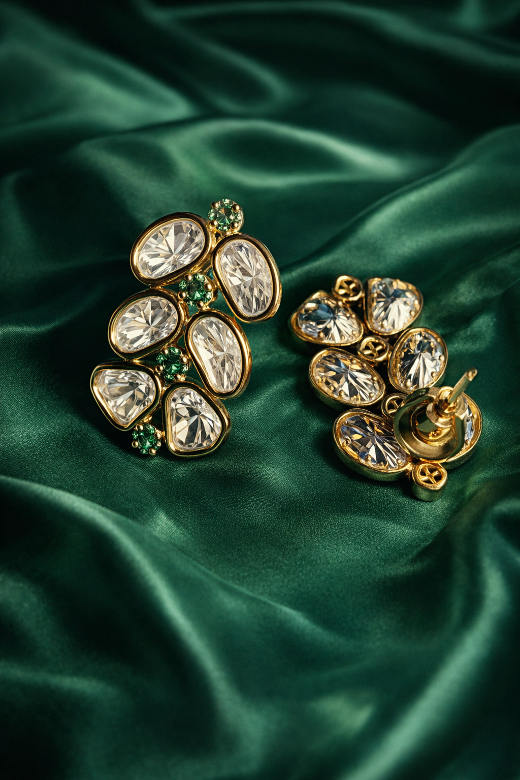 Modern Statement Emerald Stud Earrings