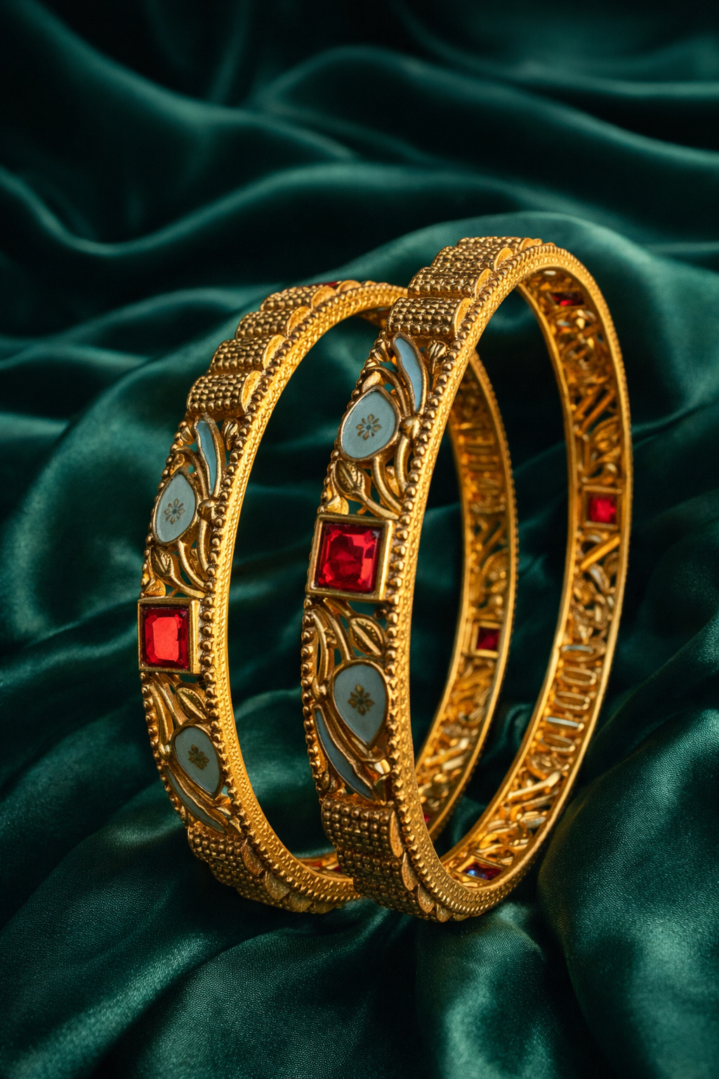 Wedding Ready Gold Plated Enamel Bangles Set