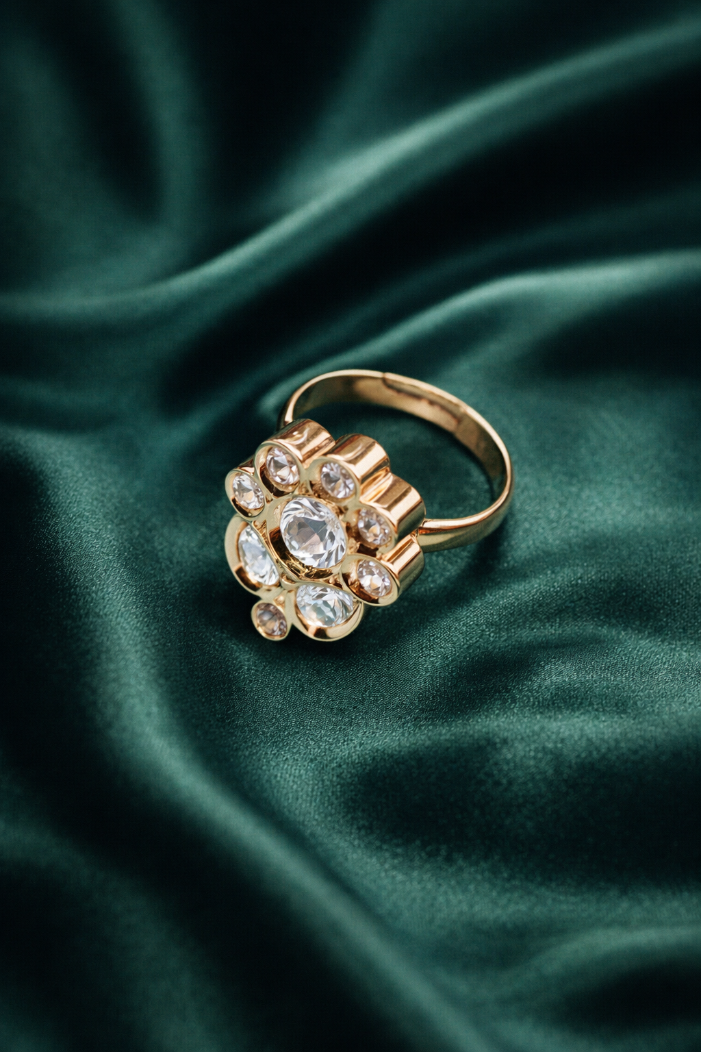 Zevar Club 14K Flower Petal Kundan Adjustable Ring