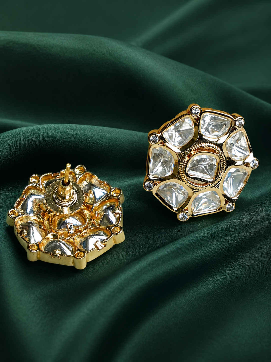 Zevar Club 18K Gold-Plated Octagon Kundan Studs