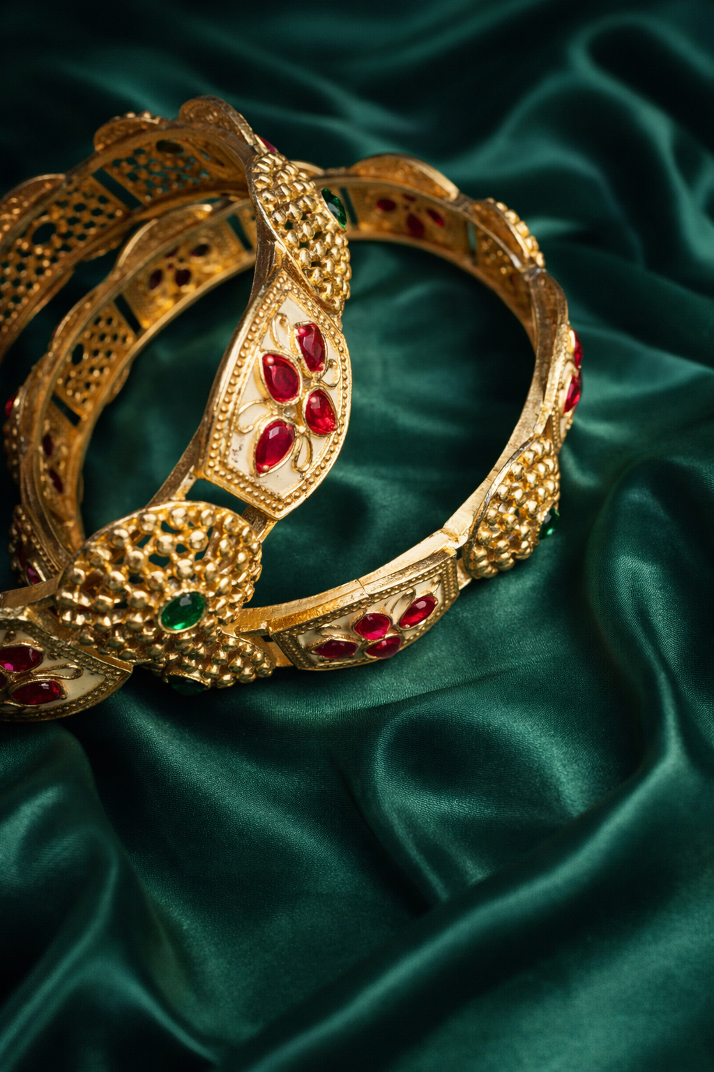 Heirloom Style Festive Set of 2 Gold Bangles