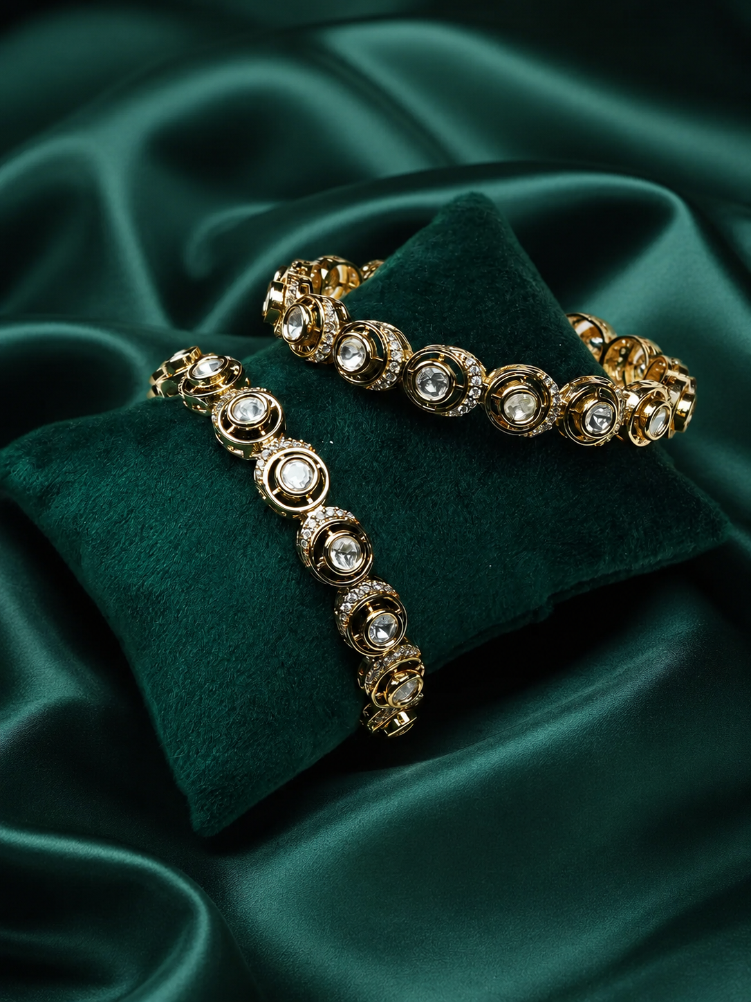 Diya Antique Gold Kundan Bangles