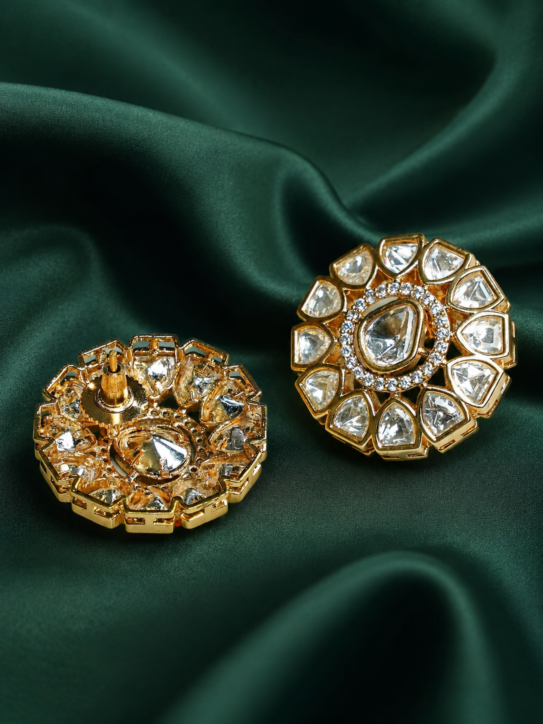 Zevar Club 12K Gold-Plated Maximal Uncut Kundan Studs