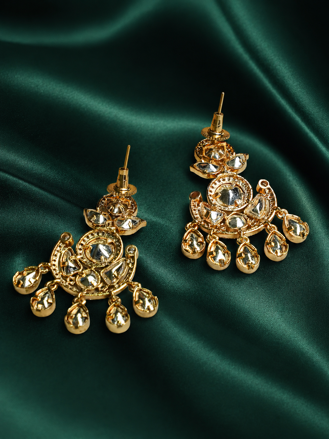 Festive Ivory Kundan Chandbaali Earrings