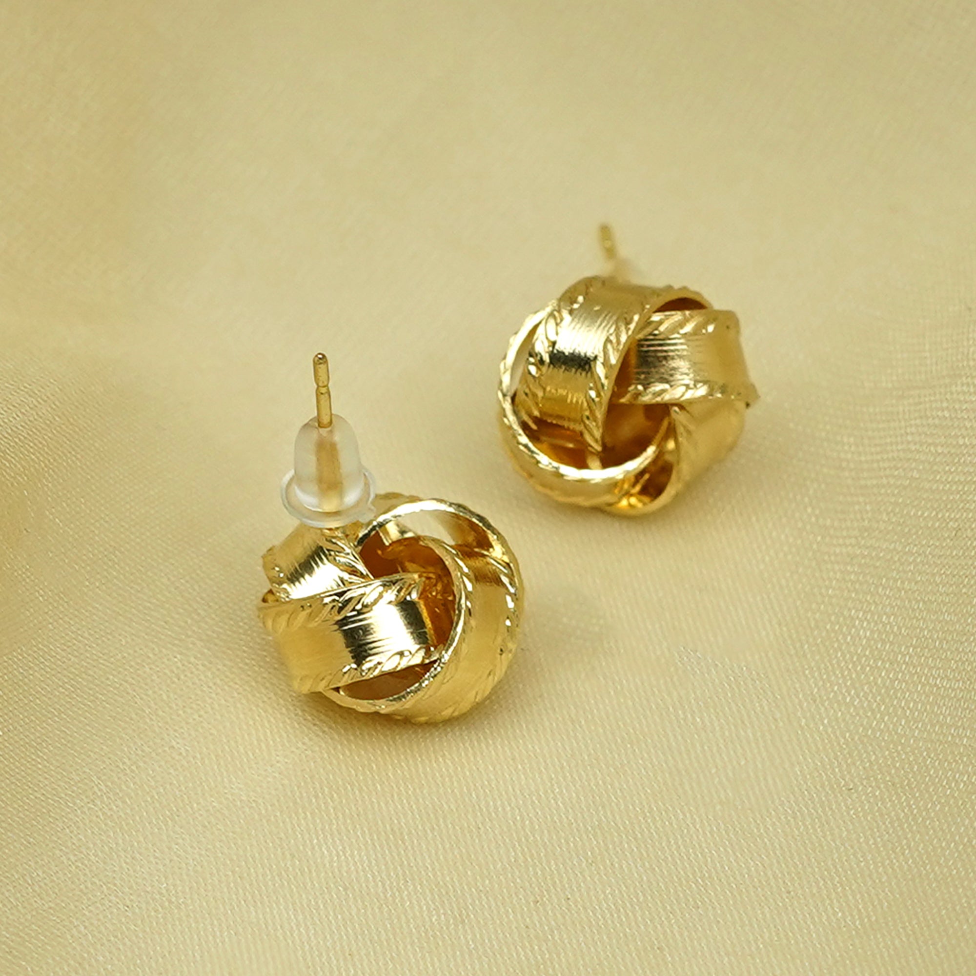 Zevar Club Gold Tone Twisted Knot Stud Earrings for Women
