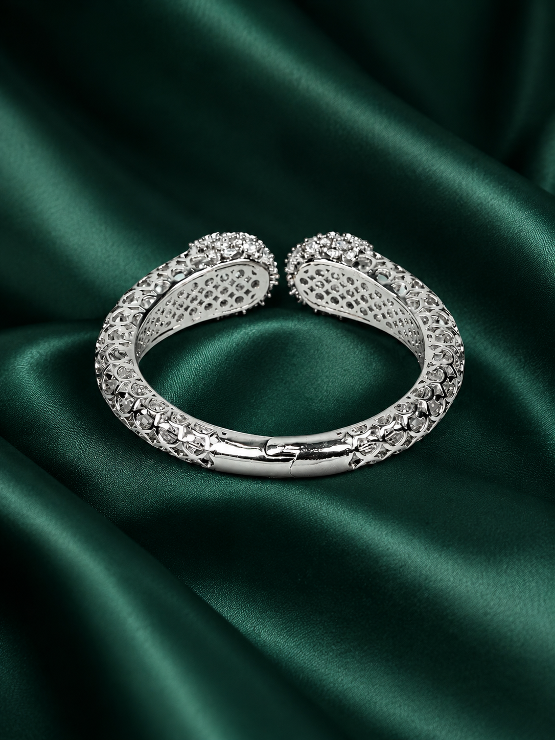 Zevar Club 22K Gold-Plated AAA Cubic Zirconia Studded Handcrafted Demi-Fine Textured Crown Bracelet
