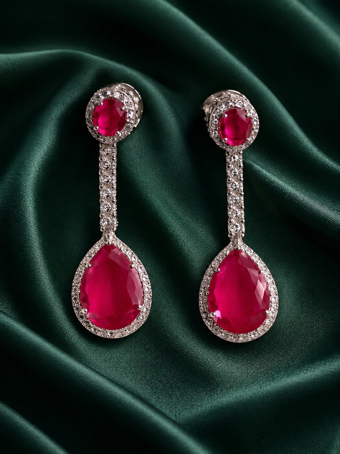 Zevar Club Luxury Ruby Pink Glam Diamond Earrings for Women