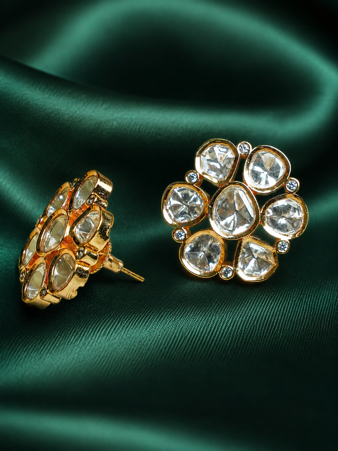 Zevar Club 12K Gold-Plated Statement Flower Shaped Studs