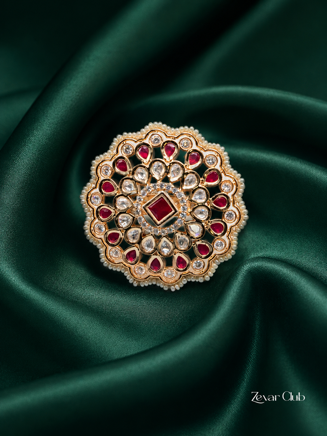 Zevar Club Statement Semi Precious Kundan Ring