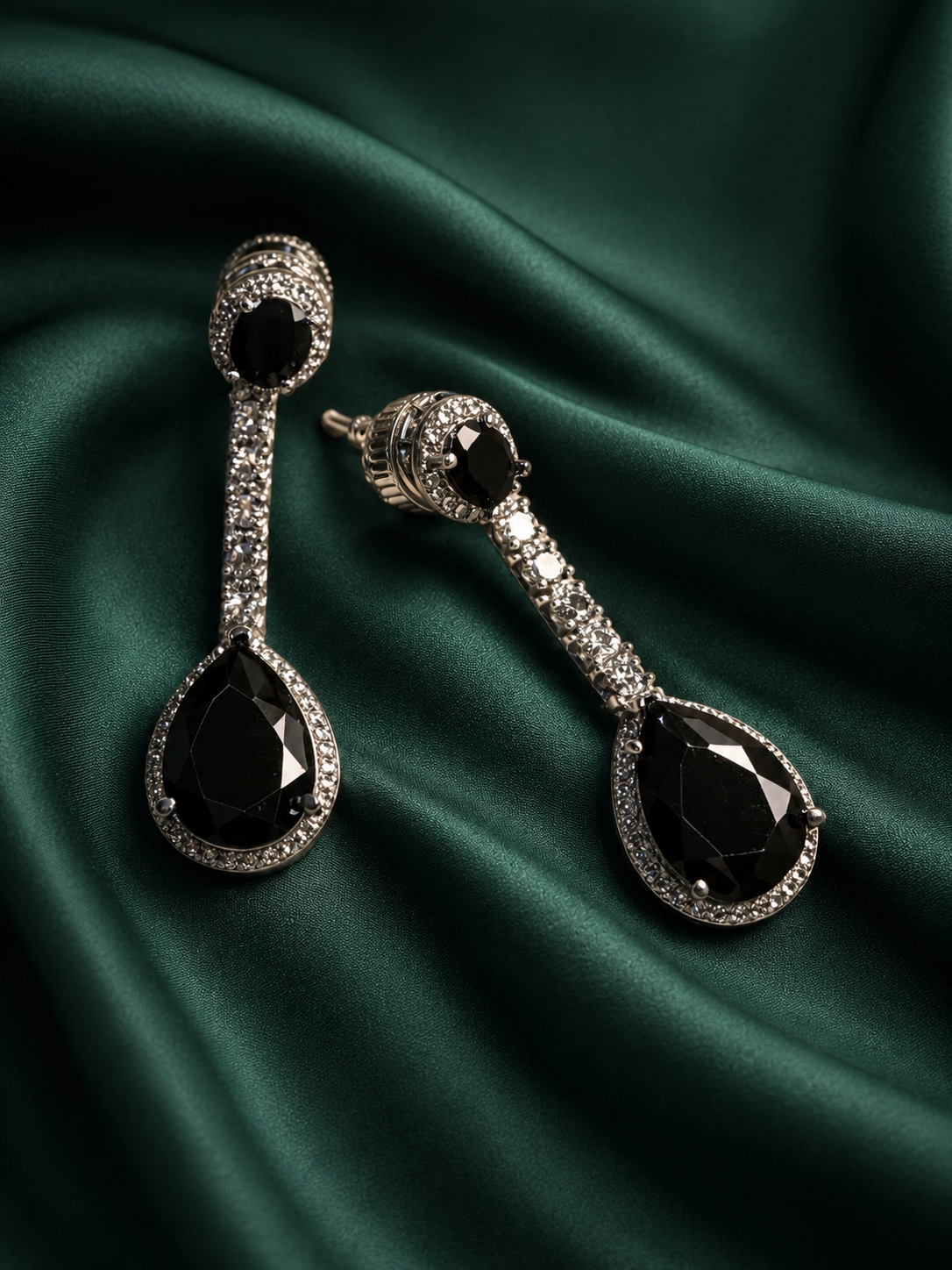 Zevar Club Luxury Bold Black Glam Diamond Earrings for Women