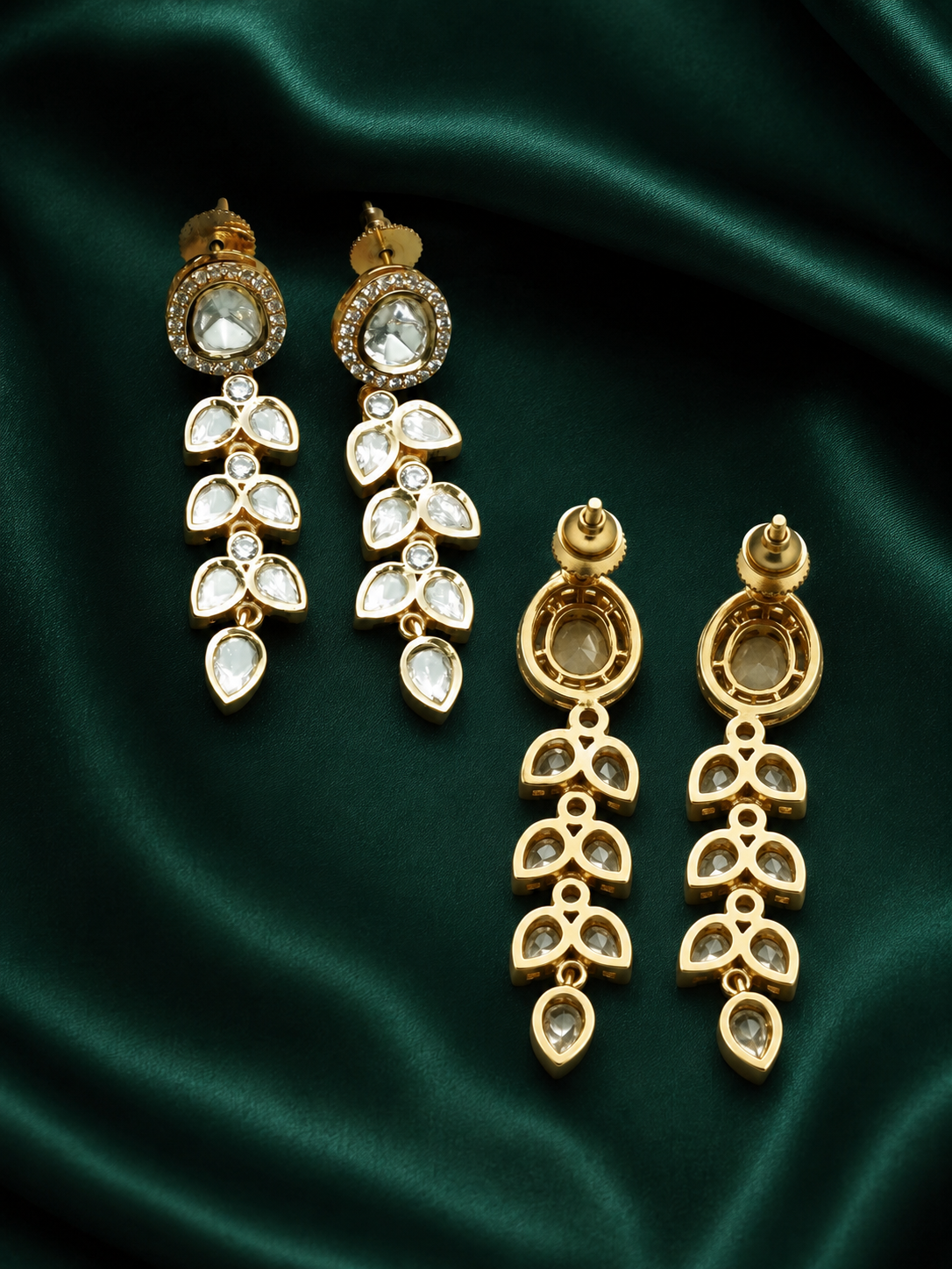 Zevar Club 12K Gold-Plated Ivory Charms Kundan Drop Earrings
