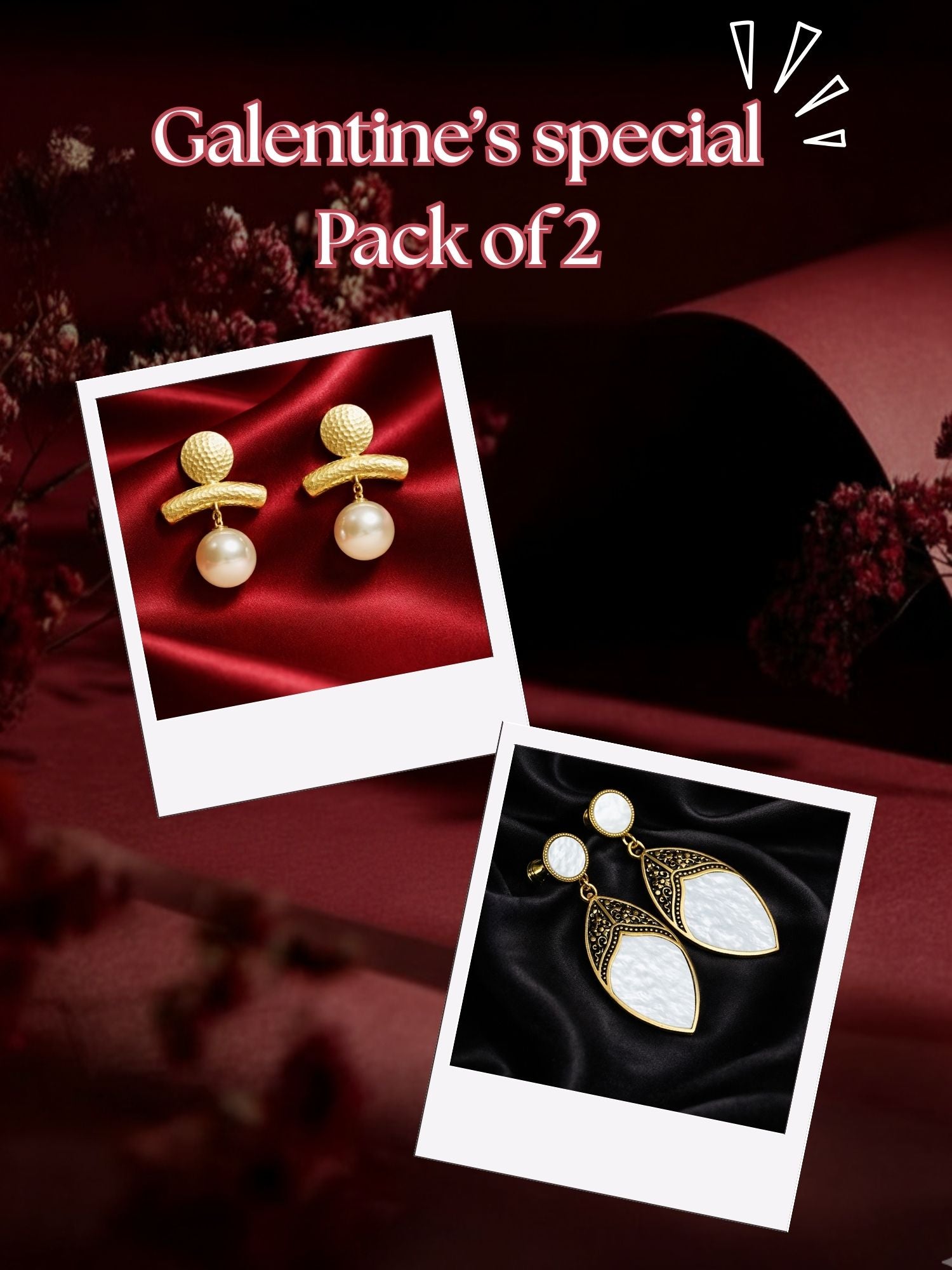 Desi Girl 4 - Valentine’s Day Gold Statement Earrings Gift Combo for Her | ZEVAR CLUB