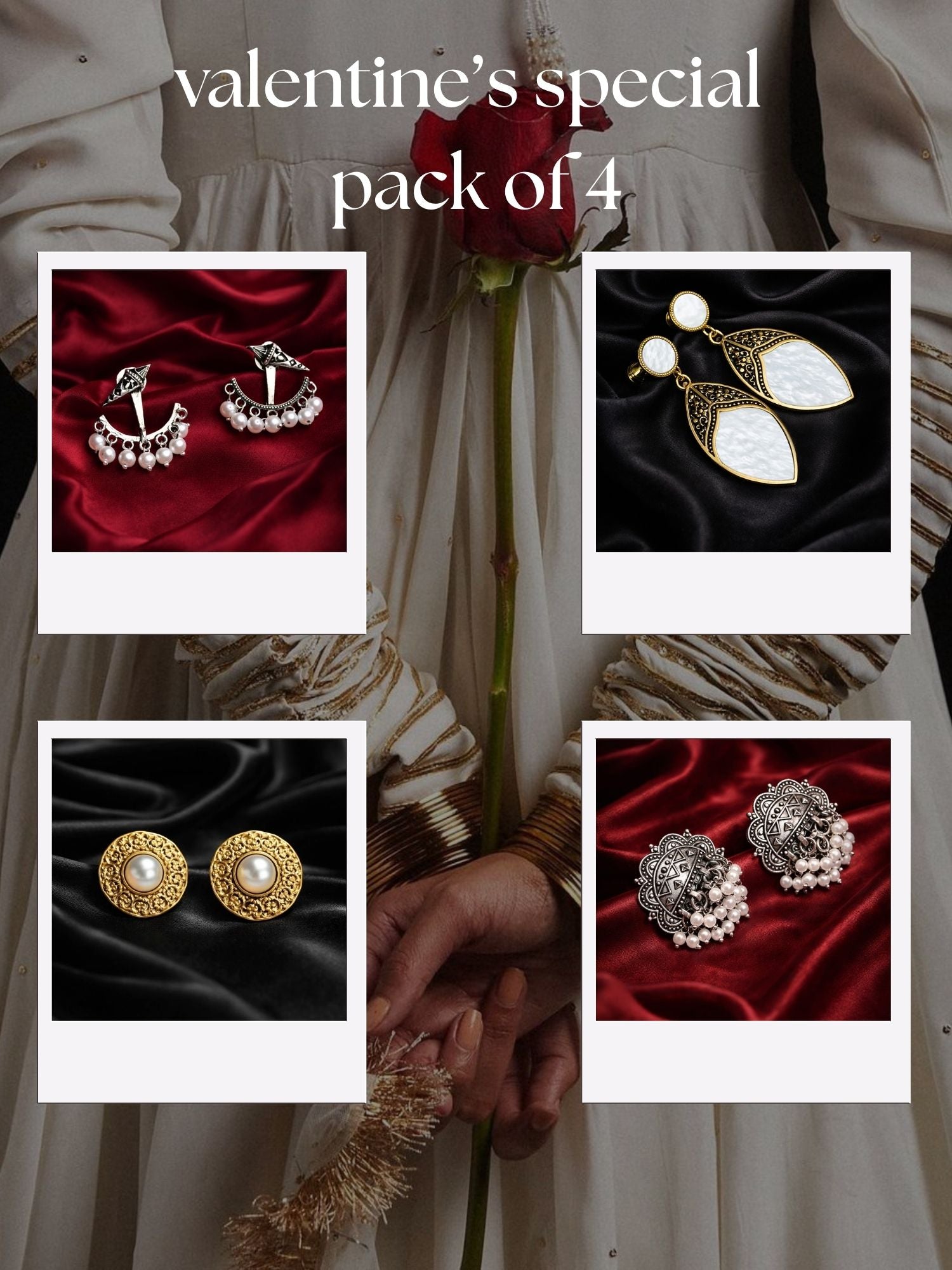 Drama Queen – 3 | Valentine’s Day Statement Earrings Combo (Pack of 2) | ZEVAR CLUB