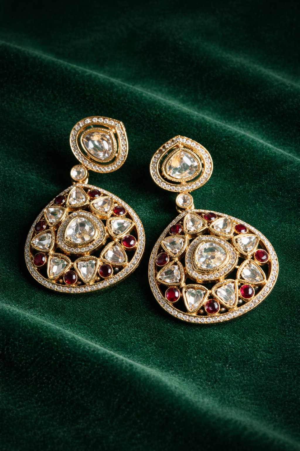 Sparkling Cubic Zirconia Ruby Drop Earrings