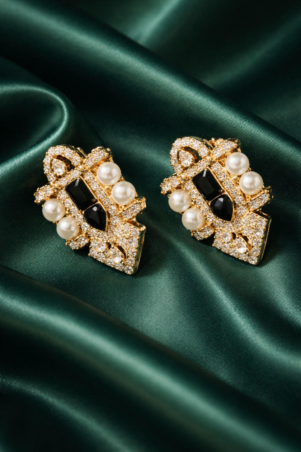 Pearl Embellished Cubic Zirconia Stud Earrings