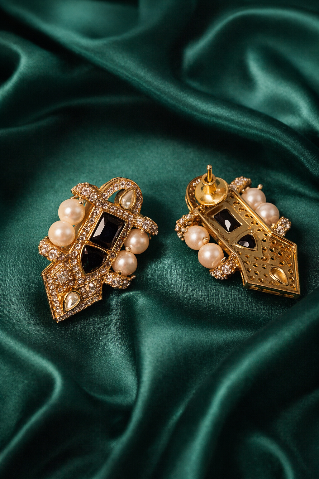 Pearl Embellished Cubic Zirconia Stud Earrings